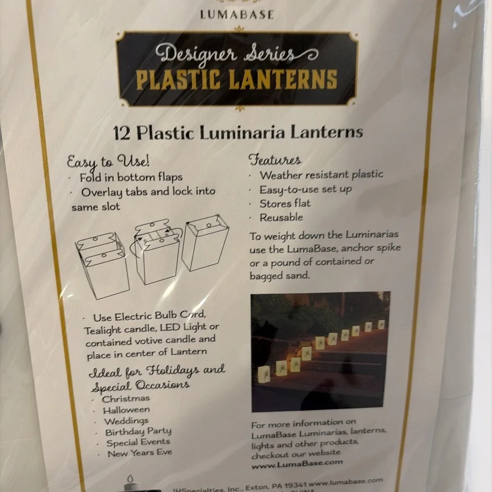 LumaBase Plastic Luminaria Lanterns, 12 Count (Pack of‎ 1), Snowflake